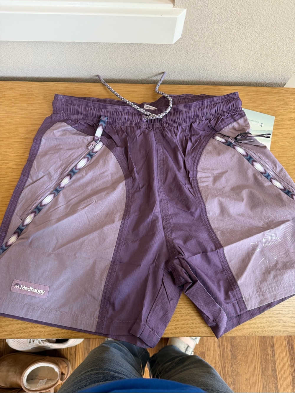 Madhappy / Columbia Two-Tone Purple Athletic Shorts with Patterned Drawcordu
